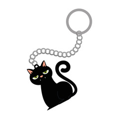 Poster - halloween keychain with black cat