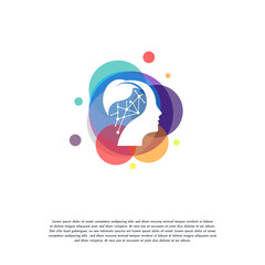 Sticker - colorful head pixel logo vector, people mind logo designs template, design concept, logo, logotype e