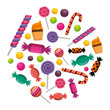 sweet candies set icons