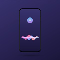 Poster - vector illustration personal assistant and voice recognition on mobile app. for website and mobile w