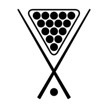 Pool, Billiards Or Cue Sports With Racked Balls And Cue Sticks Flat Vector Icon For Apps And Websites