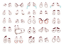 Cartoon eyes. Comic eye staring gaze watch, funny face parts vector isolated illustration set