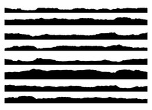 Set Of Grunge Brush Strokes. Paint Edges, Ink Borders. Black Paintbrush, Hand Drawn Edges Pattern Background. Vector Design Template.