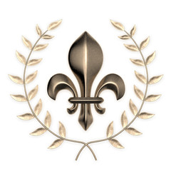 Fleur de lis with wreath 3d rendering