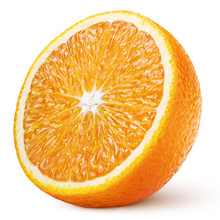 Half Of Orange Citrus Fruit Isolated On White