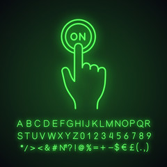 Poster - Turn on button click neon light icon