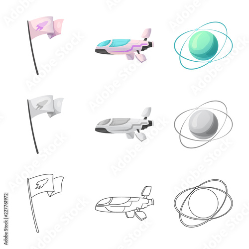 Vector Design Of Mars And Space Sign Set Of Mars And Planet