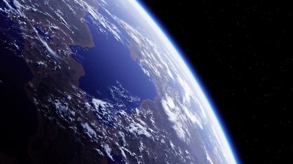 Wall Mural - Planet Earth. Amazing View From Space. UHD. 4K. 3840x2160. Seamless Looped. Realistic 3d Animation.