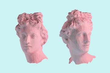 Pastel Greek Apollo Head Vector 3D Rendering