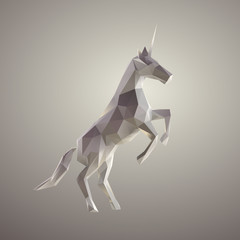 Poly White Unicorn Vector 3D Rendering