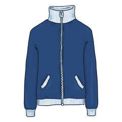 Poster - Vector Single Cartoon Illustration - Blue Sport Jacket with ZIpper