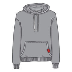 Vector Single Cartoon Illustration - Light Gray Hoodie Sweatshirt