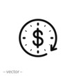 time is money icon, dollar with clock linear sign isolated on white background - editable vector illustration eps10
