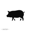 pig icon, piggy silhouette isolated on white background - editable vector illustration eps10