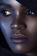 Poster - Young beautiful black woman with clean perfect skin makeup