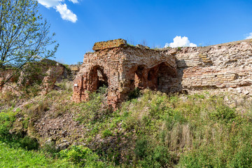 Canvas Print - Shattered wall and ruins of the ancient Oreshek fortress