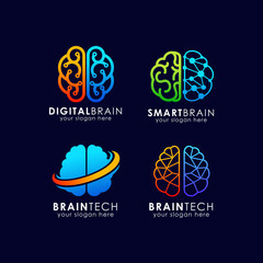 Brain tech logo design. smart brain logo design