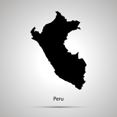 Wall Mural - Peru country map, simple black silhouette on gray