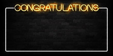 Vector Realistic Isolated Neon Sign Of Congratulations Frame Logo For Decoration And Covering On The Wall Background.