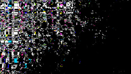 Fototapete - Glitch background. Grunge texture. Unusual glitch. Computer screen error. Digital pixel noise. Abstract design. Television signal fail. Data decay. Monitor technical problem.