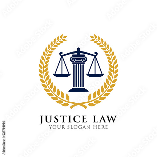 Justice Law Badge Logo Design Template Emblem Of Attorney Logo Vector Design Scales And Pillar Vector Illustration Buy This Stock Vector And Explore Similar Vectors At Adobe Stock Adobe Stock