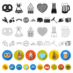 Poster - Oktober festival in Munich flat icons in set collection for design.Tradition and fun vector symbol stock web illustration.