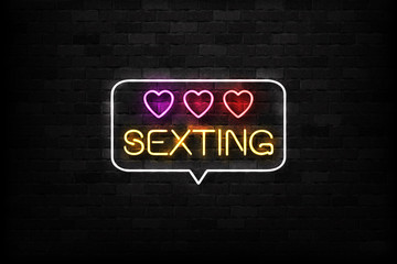 Wall Mural - vector realistic isolated neon sign of sexting logo for decoration and covering on the wall backgrou