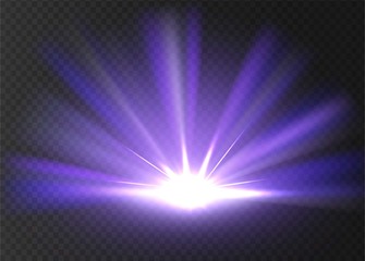 abstract violet bright light. violet shine burst isolated on transparent background. bright and shin
