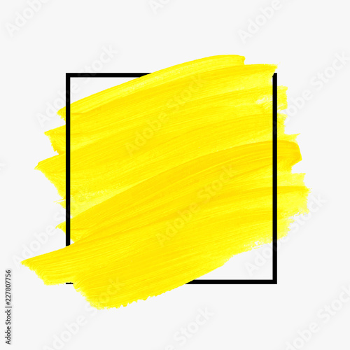 Cuadros en Lienzo Brush painted acrylic abstract background illustration vector over square frame