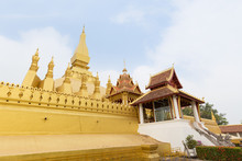 Pha That Luang, Great Stupa, Is A Gold-covered Large Buddhist Stupa In Vientiane. It Is The Most Important National Monument And A National Symbol In Laos.