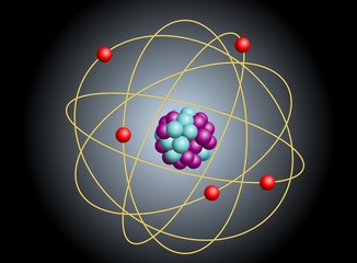 Wall Mural - vector illustration of elementary particles in atom. physics concept.