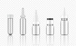 Mock up Realistic Transparent Cosmetic Serum, Ampoule, Oil Dropper Bottles Set for Skincare Product Background Illustration