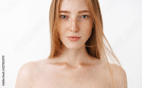 Close Up Shot Of Attractive Feminine Naked Redhead Woman