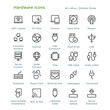 Hardware Icons - Outline styled icons, designed to 48 x 48 pixel grid. Editable stroke.