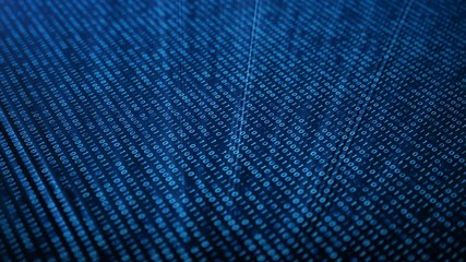 Aufkleber - Provides security acces with binary code. Concept of binary code. Digital numbers one and zero on a blue background with volumetric light
