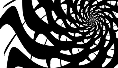 Canvas Print - Abstract spiral figure rotation. Background black on white