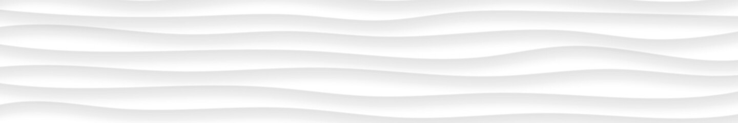 Wall Mural - Abstract horizontal banner of wavy lines with shadows in white and gray colors