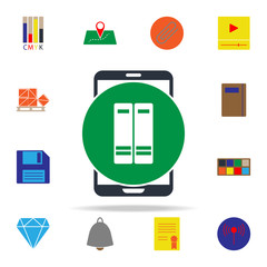 Aufkleber - colored books in mobile icon. web icons universal set for web and mobile