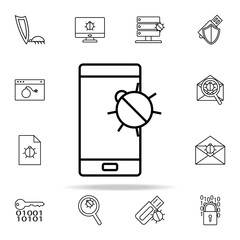 Aufkleber - beetle in a smart phone icon. Virus antivirus icons universal set for web and mobile