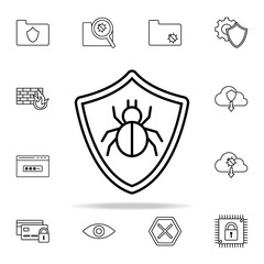 Aufkleber - spy in shield icon. Virus antivirus icons universal set for web and mobile