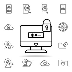 Aufkleber - lock by password pc icon. Virus antivirus icons universal set for web and mobile