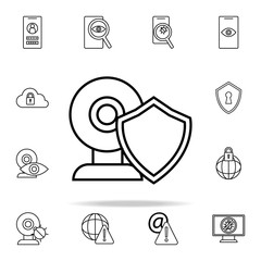 Aufkleber - shield in web camera icon. Virus antivirus icons universal set for web and mobile