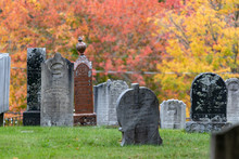 Old Cemetery Autumn, Blurred Backgrounds, Old Crosses, Peaceful.