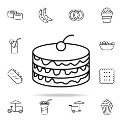 Poster - cake with cherry icon. Fast food icons universal set for web and mobile