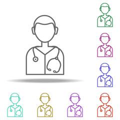 Poster - doctor line icon. Elements of Medicine in multi color style icons. Simple icon for websites, web design, mobile app, info graphics