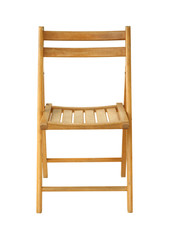 Wall Mural - wooden folding chair (with clipping path) isolated on white background