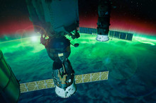 Aurora Australis From The Space Station.  Satellite View. Elements Of This Image Furnished By NASA.