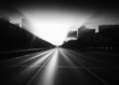 © spacedrone808 - Dramatic sunset highway city skyline silhouette background
