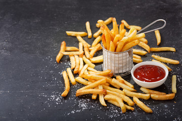 Wall Mural - French fries with ketchup