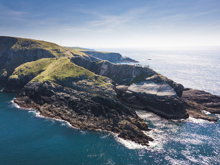 Wall Mural - Aerial view of Bridge to Mizen Head lighthouse in southern Ireland